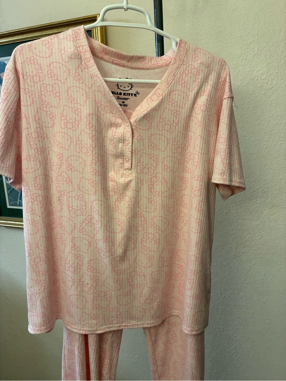 Hello Kitty Pink Short-Sleeve pajama Set with All-Over Print